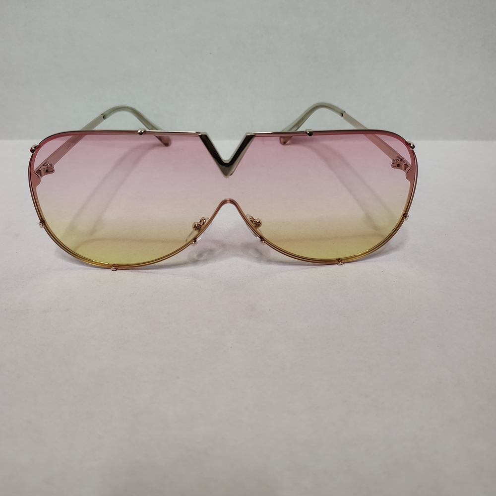 Yellow PINK 2 Tone AVIATOR STYLE MEN WOMEN GOLD METAL FRAME SUNGLASSES UV NEW